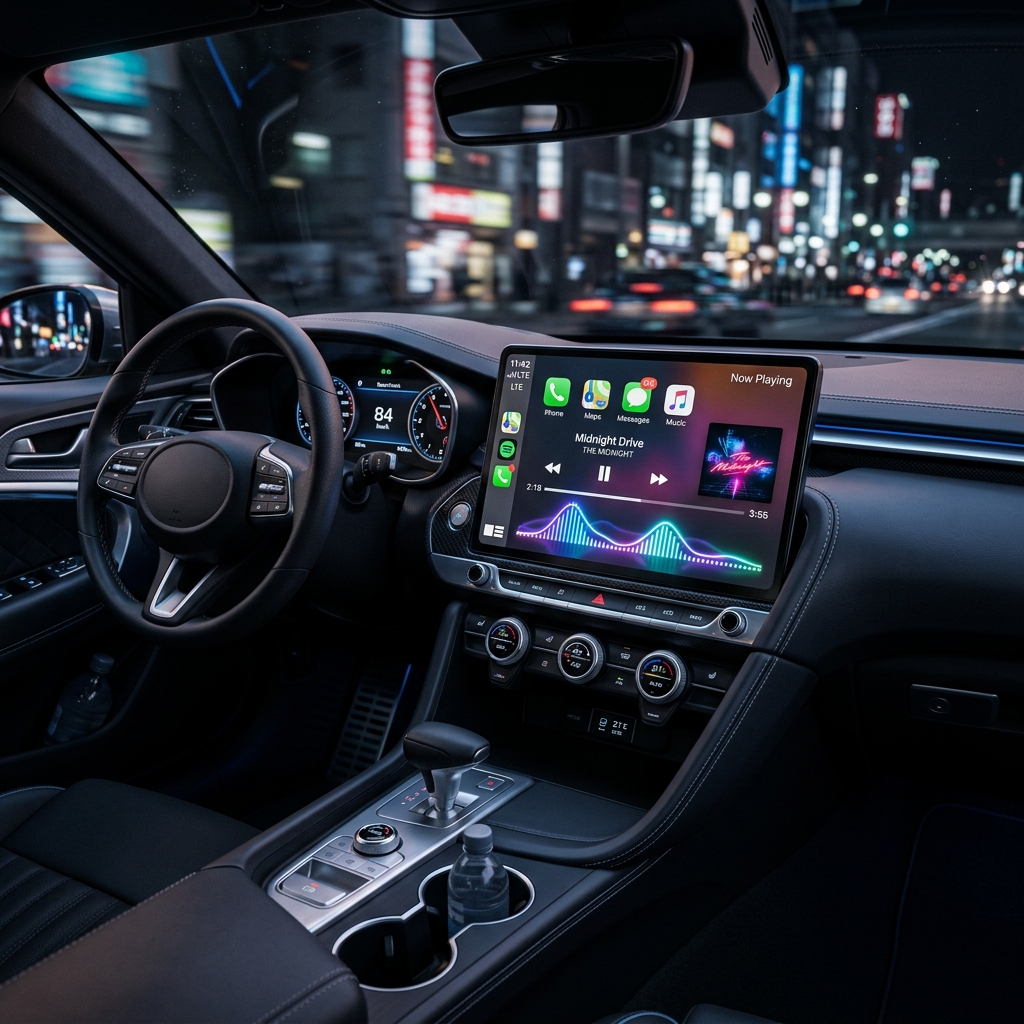 Apple CarPlay Dashboard Frequencies visualizer in car cabin