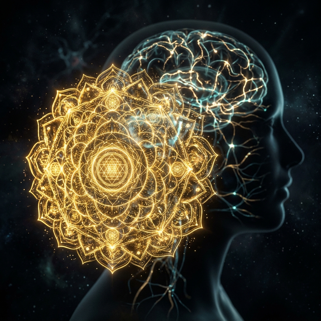 Fractals visuals brillants i geometria sagrada per a la sincronització òptica d'ones cerebrals