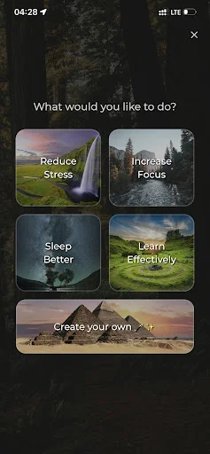 Mistikist Goal Selection app screen