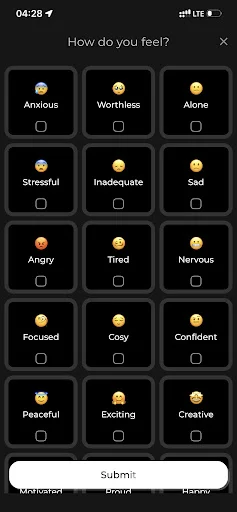 Mistikist Mood Check-In app screen