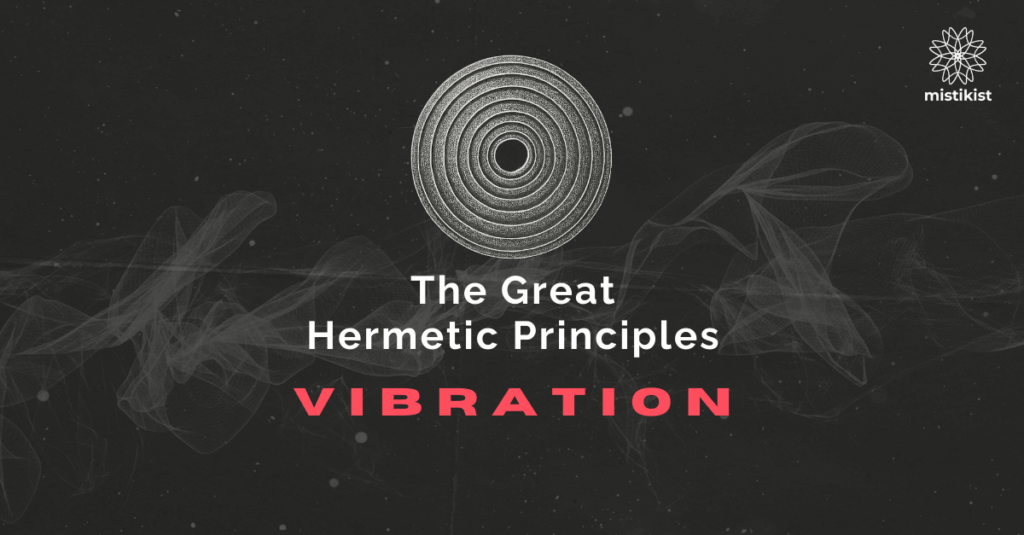 Vibrant abstract energy waves and glowing light patterns symbolizing the Hermetic Principle of Vibration, representing how thoughts and emotions create energetic frequencies that influence reality.