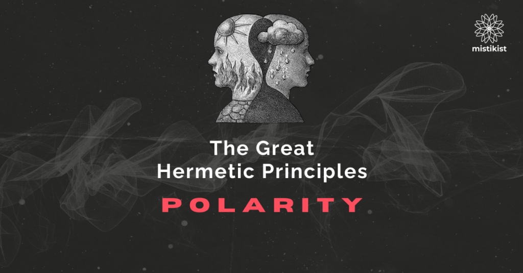 Illustration of two contrasting energies merging into a single spectrum, symbolizing the Hermetic Principle of Polarity and the connection between opposites.
