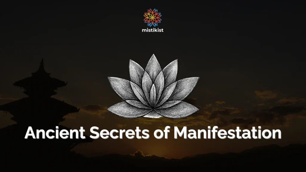 An evocative visual representing the neuroscience of manifestation, featuring kaleidoscopic patterns and brainwave symbols that illustrate the process of reprogramming the subconscious mind and achieving vibrational alignment through the Mistikist app.